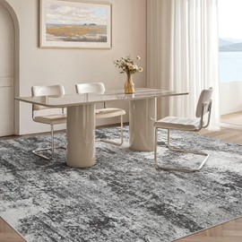Micgeek Area Rug Living Room - 5X7 Abstract Washable Large Soft Foldable Non Slip Rug Neutral Modern Low Pile Carpet for Bedroom Nursery Dining Room Kitchen Home Office Indoor - Grey