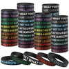 QEERBSIN 20 PCS Inspirational Silicone Bracelets Black Motivational Quote Rubber