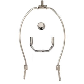 Creative Hobbies® 8 Inch Lamp Harp Kit - Regular Weight, Polished Nickel Finish | Harp, Finial and Harp Base Set for Table and Floor Lamps