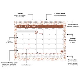 2025 Monthly Spiral-Bound Wall/Desk Calendar - 12 Months Desktop/Wall Blotter Calendar/Planner - (Edition #030)
