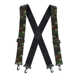 CTM® Men's Elastic Camouflage X-Back Suspenders with Plastic Swivel Hook Ends, Black