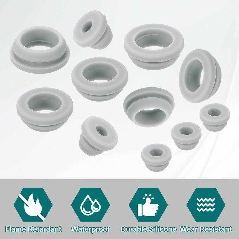sourcing map 12Pcs Rubber Grommets, Mount Dia 10.5mm ID 7.5mm