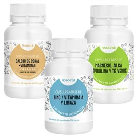 Calcio  Magnesio  Zinc Tri Pack, Cápsulas de 500 mg, 60 Cápsulas por Frasco (180 Cápsulas), Suplemento Mineral para Salud de Huesos, Función Muscular 