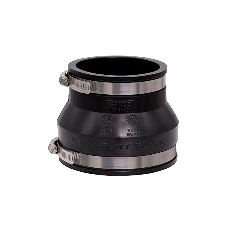 Fernco 1056-43 Reducing 4-in. x 3-in. Flexible PVC Pipe Coupling