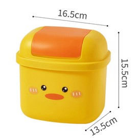 Mini Trash Can,Desktop Waste Bin,Mini Desk Trash Can,Flip Countertop Garbage Bin,for Kitchens, Offices, Waste Basket for Dressing Table (Duck and Rabbit)