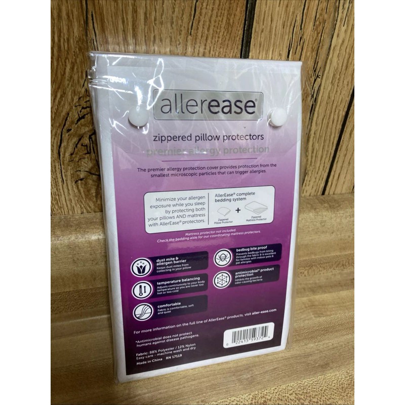 Aller-Ease 2 Pack King AllerEase Pillow Zippered Protectors Allergy Protection