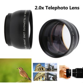 Topiky Telephoto Lens, 49mm HD Telephoto Lens with 2x Magnification Aluminum Alloy Teleconverter Lens for 49mm Camera Lens and 62mm Filter