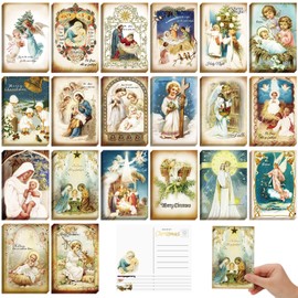Nuanchu 80 Pcs Vintage Holy Nativity Greeting Cards - 4 x 6'' Santa and Christmas Reprint Antique Postcard Set - Retro Christmas Cards Blank Greetings for Friends, 20 Designs