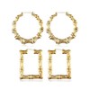 2 Pairs Large Bamboo Hoop Earrings Set Gold Plated Exaggerated