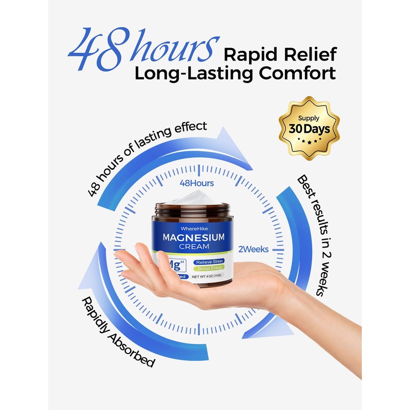 Natural Topical Magnesium Cream for Sleep,Nighttime Magnesium Lotion for Pain