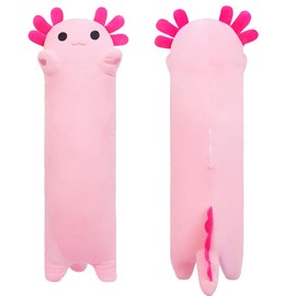 SNOWOLF Stuffed Axolotl Long Pillow Plush Animal Toys Soft Kawaii Stuff Cuddle Toy Adorable Hugging Pillow for Kids (50cm/19.6in, pink)