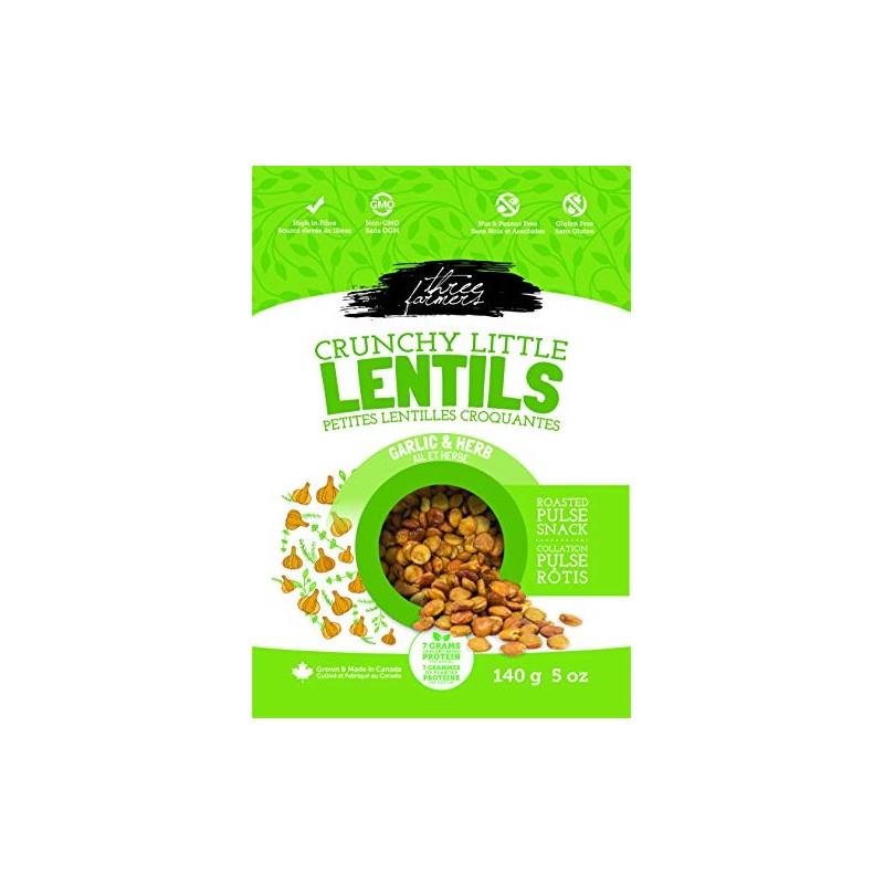 THREE FARMERS Garlic & Herb Crunchy Little Lentils, 140 GR