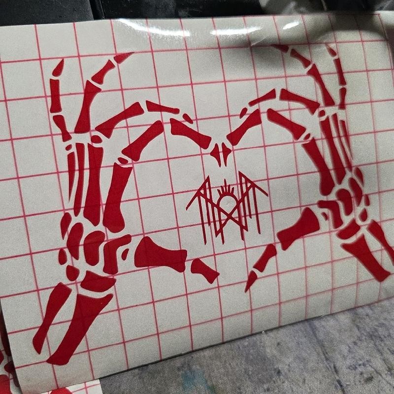 Sleep Token Skeletal Heart Hands Decal 6 Inch - Red