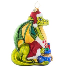 Christopher Radko Hand-Crafted European Glass Christmas Tree Decorative Ornament, Fire-Breathing Friend