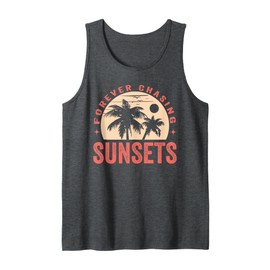 Forever Chasing Sunsets Summer Retro Sunset Beach Vacation Tank Top