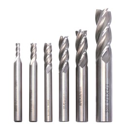 Vleant CNC Machine End Mill Set - HSS Square Nose 4 Flute Straight End Mill Cutter, 6 Sizes (1/8",1/4",3/16",5/16",3/8",1/2" inch) for Mill Drill & Lathe Mill Combo