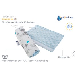 Medi Partners Children's Seat Belt Pads, Pack of 2, Car Seat Belt Protector for Car, 17 x 22 cm, 100% Cotton, Minky Shoulder Pads, Kids Belt Protection, Seat Belt (Teddy Bear with Light Blue Minky)