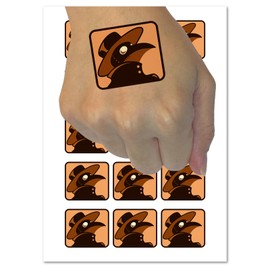 Plague Doctor Crow Raven Mask with Hat Temporary Tattoo Water Resistant Fake Body Art Set Collection - 15 2" Tattoos (1 Sheet)