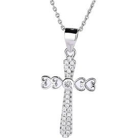 NBGDY 925 Sterling Silver Cross Necklace for Women,Simple Trendy, 18"＋ 2" long Chain (xl-5)