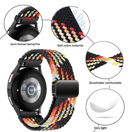 Issinlky Nylon Braided Strap for Galaxy Watch 7/FE/6/5/4 40 mm 44 mm, 20 mm Elastic Band for Galaxy Watch 6 Classic/4 Classic/5 Pro/3 41 mm/Active 2/Active 40 mm