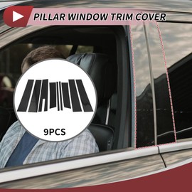 HEROFFIX 9 Pcs Door Pillar Window Trim for Lincoln MKT 2010-2015 Front Rear Left Right Anti Scratch Sticker Pillar Posts Door Outer Exterior Cover Black