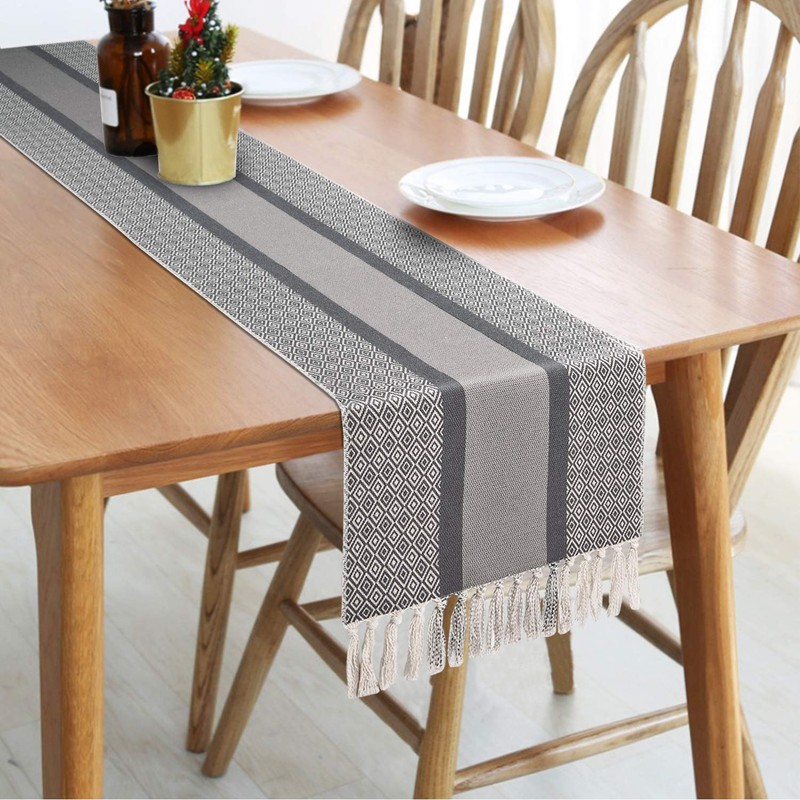 Yugarlibi Table Runner Grey, Dining Table Runner Geometric, Coffee Table