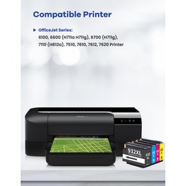 932XL 933XL Ink Cartridges Combo Pack High-Yield Replacement for HP 932 933 XL Ink Cartridges for OfficeJet 6600 6700 7510 7610 7612 6100 7620 7110 Printer Ink 4-Pack (Black Cyan Magenta Yellow)