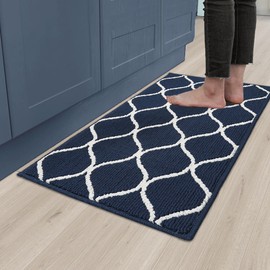 COSY HOMEER 19.5x31.5 Inch Kitchen Rug Mat, Soft Absorbent Runner Rugs for Kitchen Front of Sink, Non Slip Washable Kitchen Mat for Floor, Blue