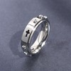 DoubleAccent 6MM Stainless Steel Cross Rosary Spinner Praying Ring, 6