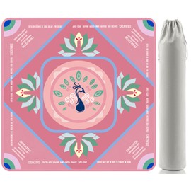 WZMYO Mahjong Mat, 31.5x31.5 Inch 3mm Thickened American Mahjong Mat for Table with Rules Printed,Anti-Slip, Noise Reduction Mahjong Gift (Pink)