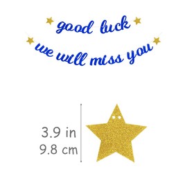 Pargleev Good Luck We Will Miss You Glitter Banner 2025 Graduation Congratulations Party Decorations Blue