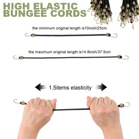 GliCraft 50 Pcs Mini Bungee Cords with Hooks Small Bungee Cords Short Elastic Bungee Straps for Luggage Bikes Camping Tools Tarp Cargo Motorcycle (Black, 10 Inch)