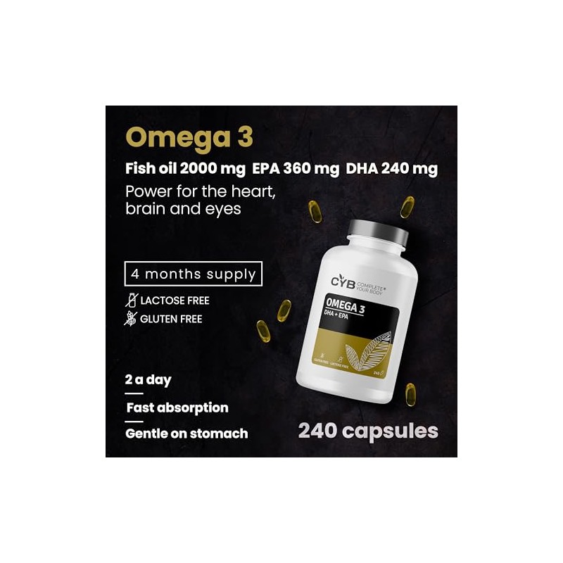 Omega 3 Fish Oil 2000mg Capsules - 240 High Strength