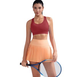 RUNNING GIRL Sports Bra for Women, Criss-Cross Back Strappy Padded Sports Bras Medium Support Yoga Bra with Removable Cups_RGWX2353_Red_M_AU