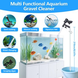 SYSENCIAGA Aquarium Gravel Cleaner Kit, Fish Tank Gravel Vacuum Cleaner Tools for Aquarium Water Changer, Suction Power Manual Fish Tank Vacuum Cleaner Tools for Fish Tank Cleaning Gravel and Sand