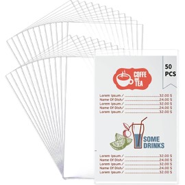 Dcocdeely 50 Pcs 8.5" x 14" Menu Cover Double-Sided Clear Vinyl Menu Holder Rigid Print Protectors Heavy Duty Paper Sleeves Hard Plastic Poster Protector Sleeve for Page Sheet (8.5" x 14")
