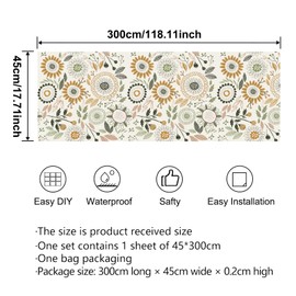 itechpanda Sunflower Wallpaper Peel and Stick Wallpaper Retro Flower Wall Paper Self Adhesive Furniture Cabinet Contact Paper for Cabinet Shelf Drawer Liner Bedroom DIY Decor