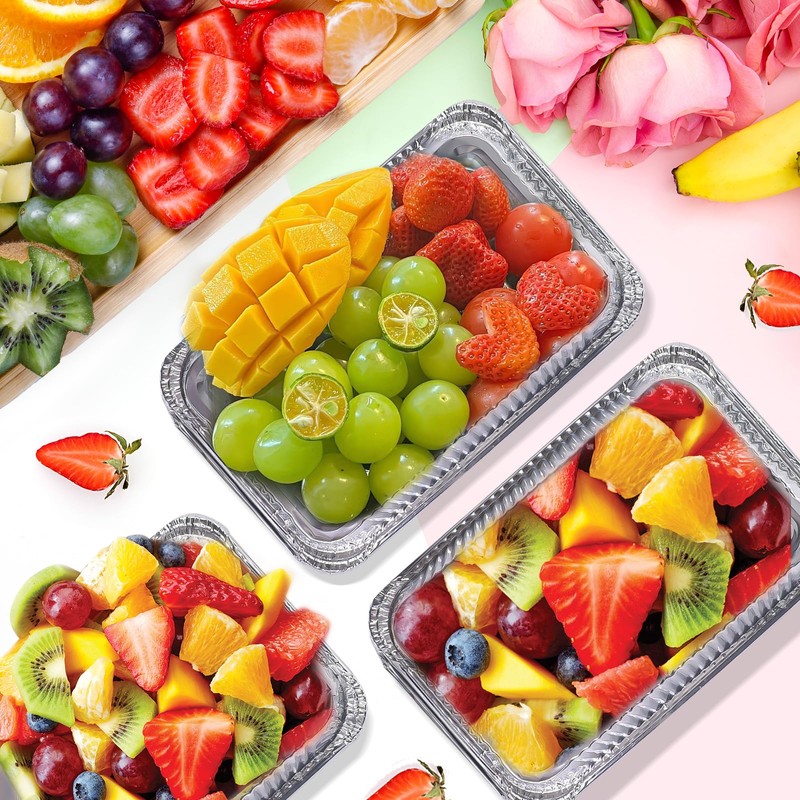 50 Pack Aluminum Pans with Lids Foil Pans with Covers
