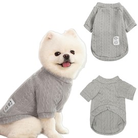 Winmany Small Medium Dogs Sweater Cat Winter Turtleneck Clothes Chihuahua Yorkie Puppy Solid Color Outfit (Grey, M)