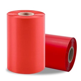 2 Rolls 4.33" x 984'(110mm x 300m) Red, Wax/Resin Thermal Transfer Ribbon, Core 1", Ink Outside, Barcode Ribbon Compatible with Zebra Printer