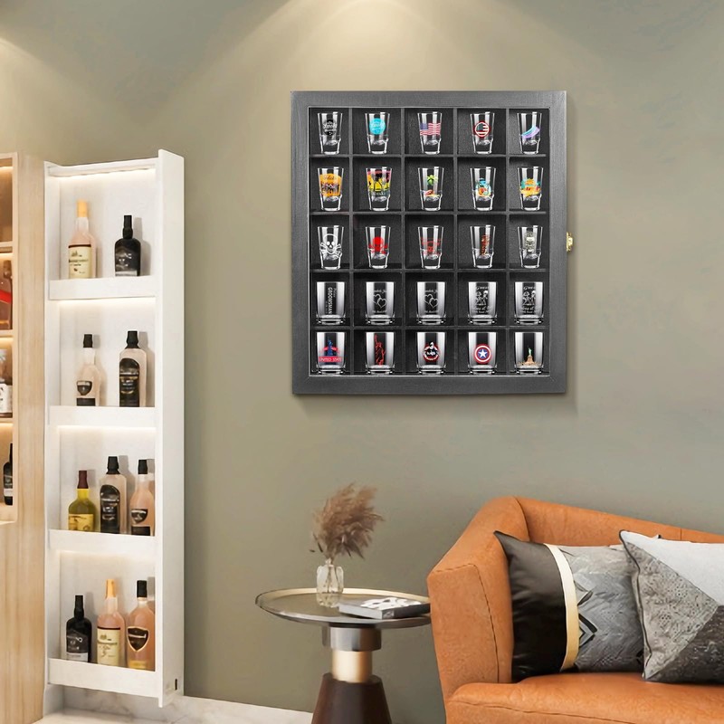 Tutata Shot Glass Display Case - 25 Slot Holder with