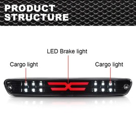 CNNELL Brake Light Type X Compatible with 2004 2005 2006 2007 2008 2009 2010 2011 2012 Chevy Colorado/GMC Canyon, Compatible with 2006-2008 Isuzu I-Series Rear Lamp Tail Clear lens Black Bottoms