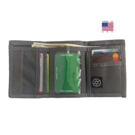 Sprocket Compact Nylon Trifold Wallet with Zippered Pocket (Smoke Grey)