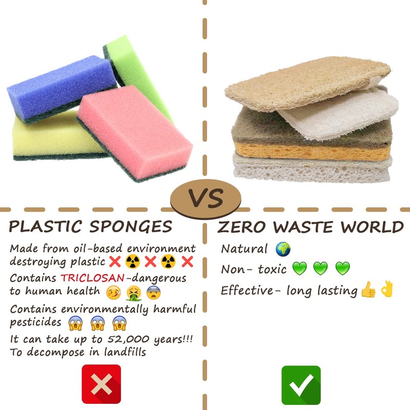 ZERO WASTE WORLD Eco Sponge-eco Friendly Washing up sponges, Natural