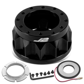 J2 Engineering J2-HUB-N6-BK 2" 6-Bolt Aluminum Steering Wheel Hub Adapter Black For For 90-93 Accord Prelude