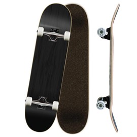 Yocaher Professional Complete 7.75" Skateboard w/7Ply Maple Deck, BlackWidow Premium Grip Tape, Aluminum Alloy Truck, ABEC-9 Bearing (Complete - 7.75 - Black)