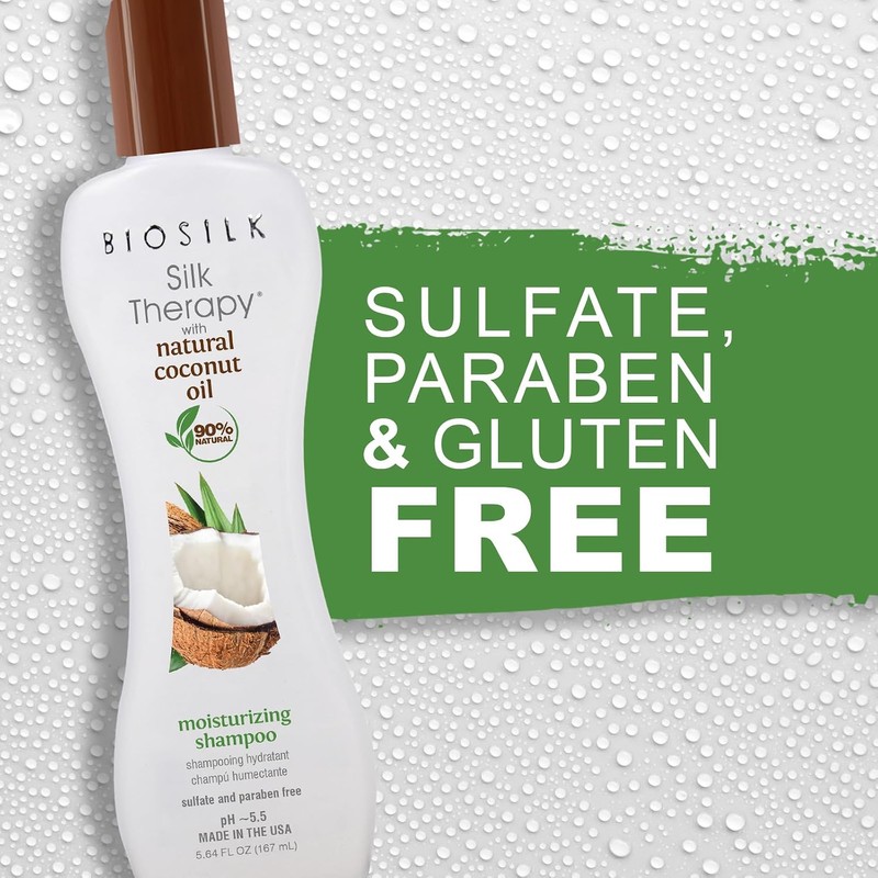 Biosilk Silk Therapy with Organic Coconut Oil Moisturizing Shampoo, 5.64
