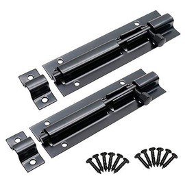 LC LICTOP Black Stainless Steel Slide Bolt Latch Door Barrel 4 Inch Security Gate Sliding Latch 2pcs