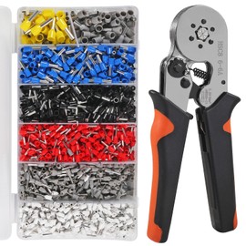 2000PCS Insulated Wire Ends Terminals Connectors Ferrule Crimping Tool Kit, AWG23-10 0.25-6mm² Self-adjustable Ratchet Wire Crimping Tool Kit Crimper Plier Set for Electrical Wire Connectors