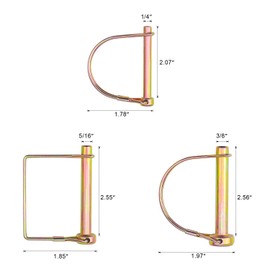 Favordrory 20 Pieces Shaft Locking Pin Safety Coupler Pin 1/4 inch, 5/16 inch, 3/8 inch Diameter in 2 Shapes of Square and Arch for Farm Trailers Wagons Lawn Garden